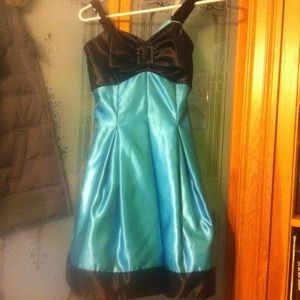 Jessica McClintock turquoise and black dress size1