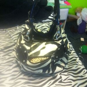 Cream and black zebra purse