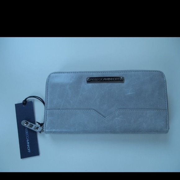 Rebecca Minkoff Large Zip Wallet grey auth NWT