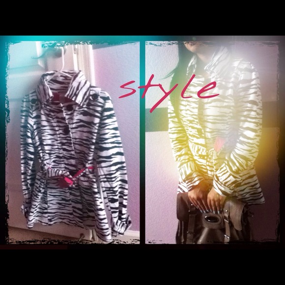 Nwot! Zebra with pink trench style coat! Chic!