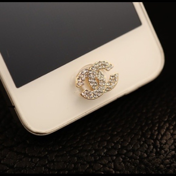 CHANEL Accessories - Chanel Gold&Crystal iPhone/iPad Home Button Charm