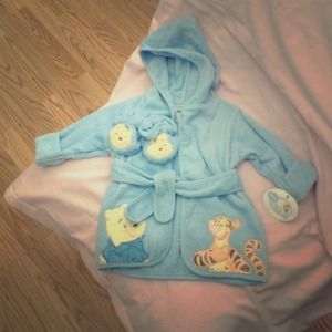 Disney baby bathrobe and booties set