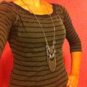 Green and blue striped top