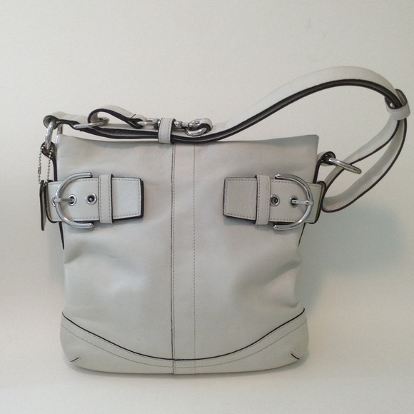 Coach Handbags - White Coach Bag with Buckles