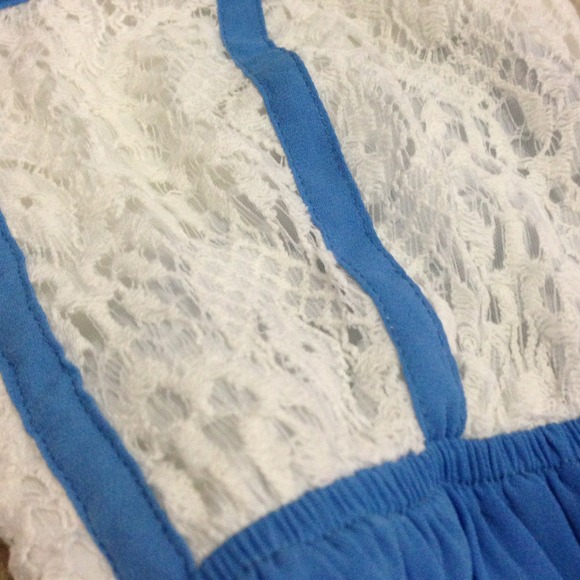 BABY BLUE LACE/CROCHET TOP HI-LOW DRESS - Picture 2 of 4