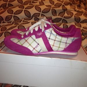 SOLD! New Coach Tennis shoes pink plaid Kinsley