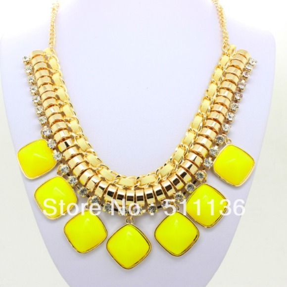 Yellow with Gold Chain Necklace