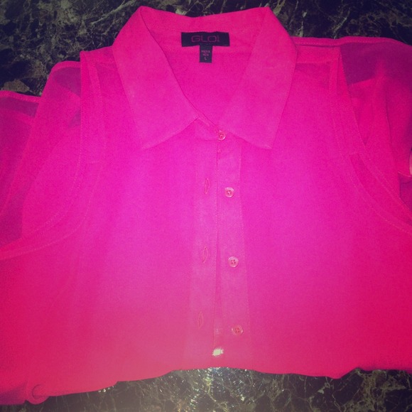 Sheer, button up sleeveless blouse!