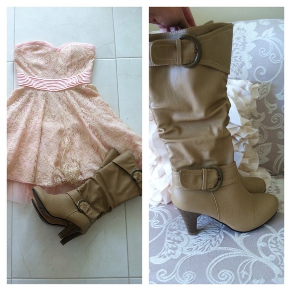 Tan boots with buckle