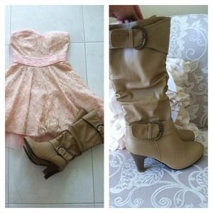 Tan boots with buckle