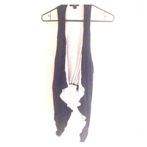 Black and White Open Front Vest