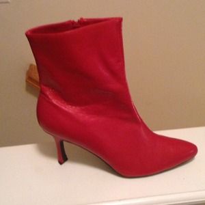 Genuine red leather boots
