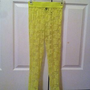 Neon yellow lace leggings