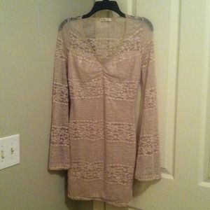 Lacey cream long sleeve girls night out dress