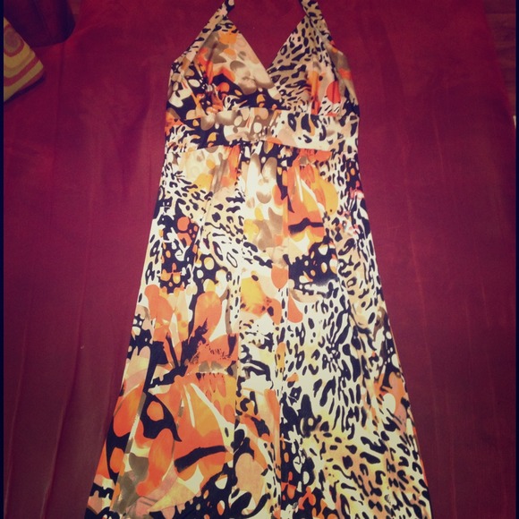 Floral and animal print maxi dress
