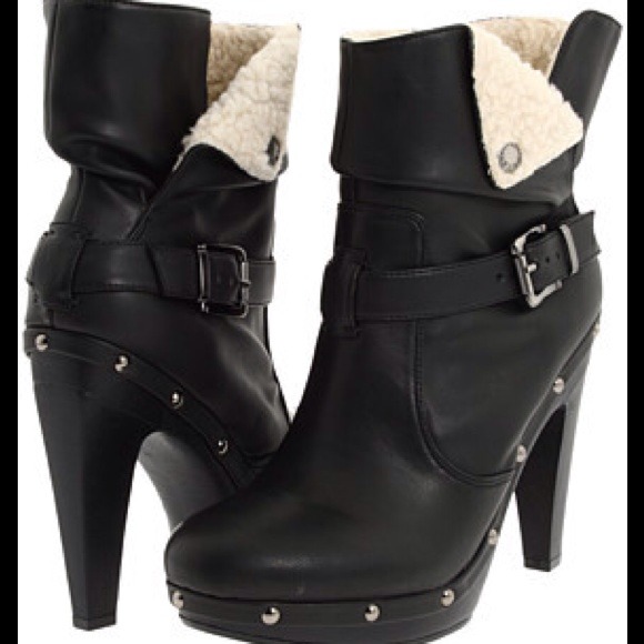 Black leather booties