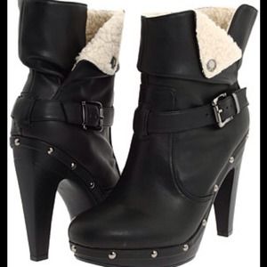 Black leather booties