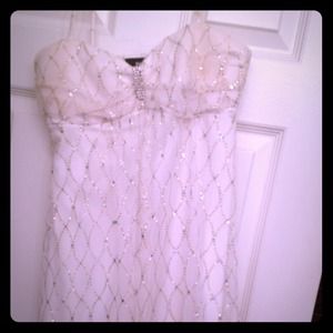 White dress with gold diamonds and sparkles