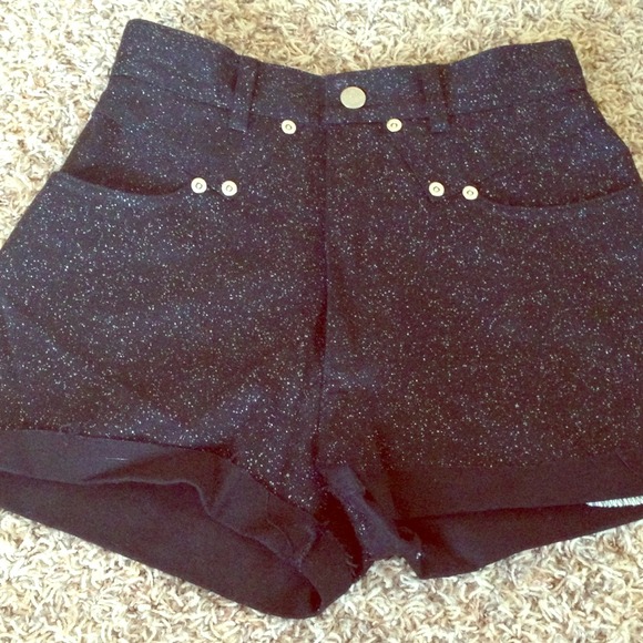 Black sparkle custom high waisted shorts