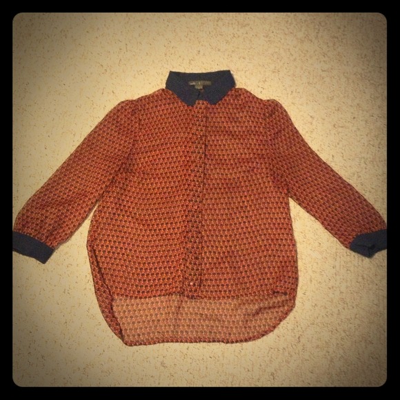 NWOT Red/Blue Patterned 3/4 Sleeve Maddy K $32!!