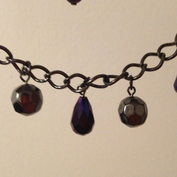 Purple and gray beaded chain necklace - Picture 4 of 4