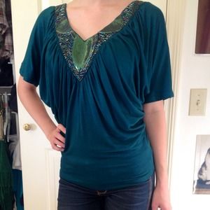 Turquoise beaded cute shirt!