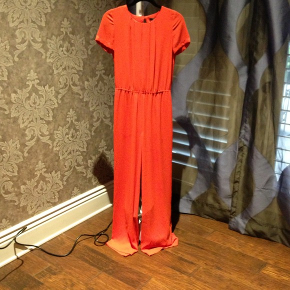 BCBG Curryred ((orange) Backless jumpsuit Sz XS