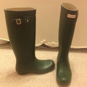 Dark green Hunter rain boots