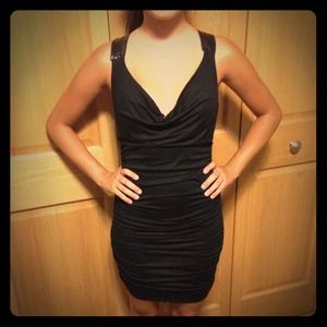 Ruched Black Party Dress