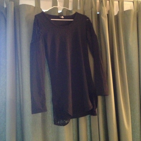 =SOLD= Cute black shirt with lace detail.