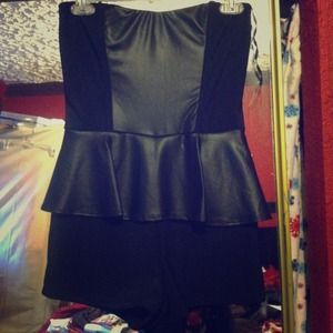 Tight leather panel and peplum romper🔴HOLD🔴