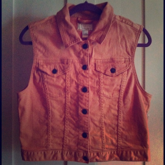 Coral denim vest
