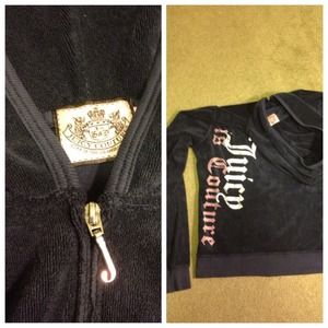 Juicy couture navy velour hoodie with foil writing