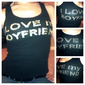 Black "I love my boyfriend" tank top