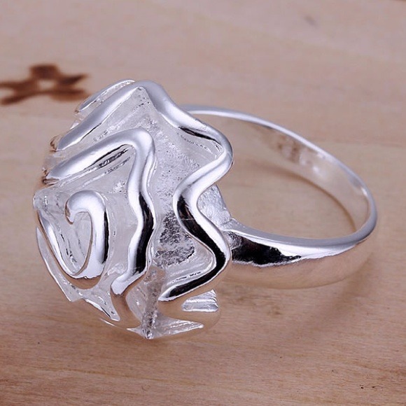 STUNNING ROSE STERLING SILVER RING SIZE 6 - Picture 3 of 4