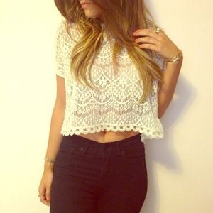 Nordstrom cream lace crop top