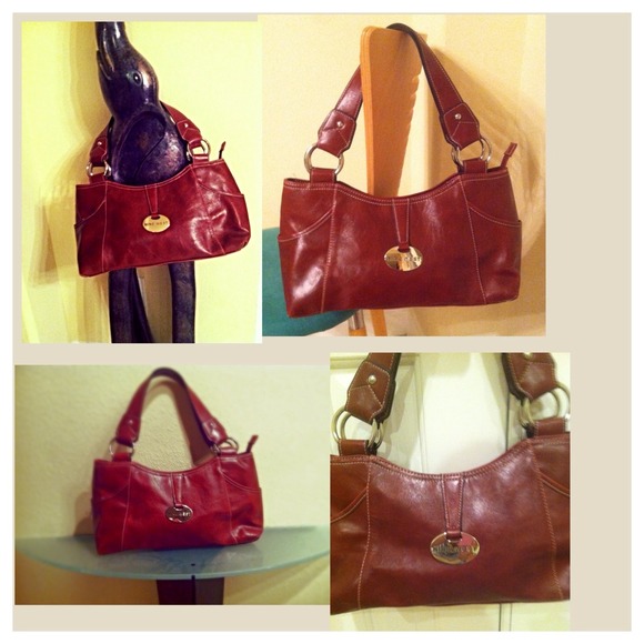 Red leather purse/ reduced