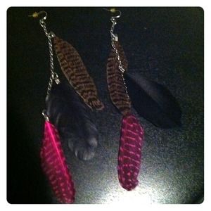 Real feather earrings