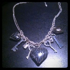 Claire's heart zebra key necklace