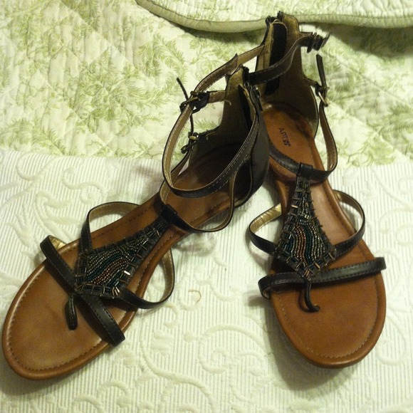 Green brown and gold shoes