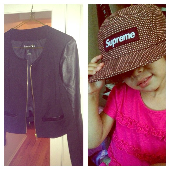 Bundle | Leather sleeved jacket + Supreme 5 Panel