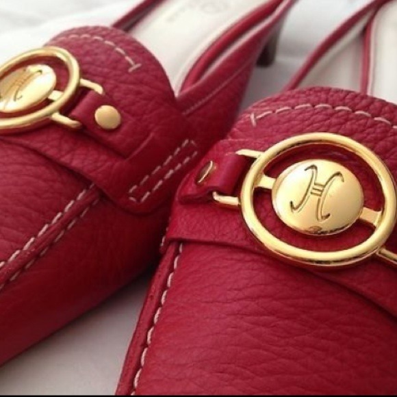 NEW Cole Haan Classic Red Mules with Gold Accents