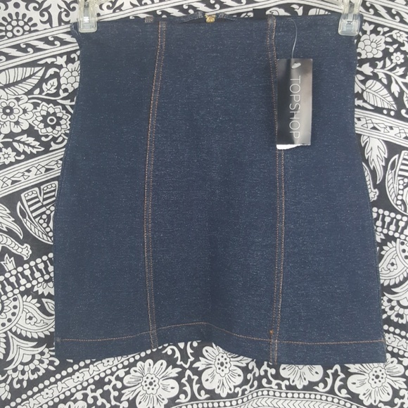 SOLD Topshop denim legging highwaisted mini skirt - Picture 2 of 6