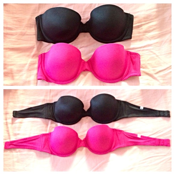 Pink & Black Strapless Bras