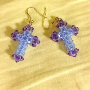 Handmade Swarovski Crystal Cross Earrings