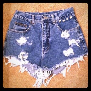 distressed high waisted shorts