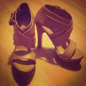 L.A.M.B Tan Leather Platforms