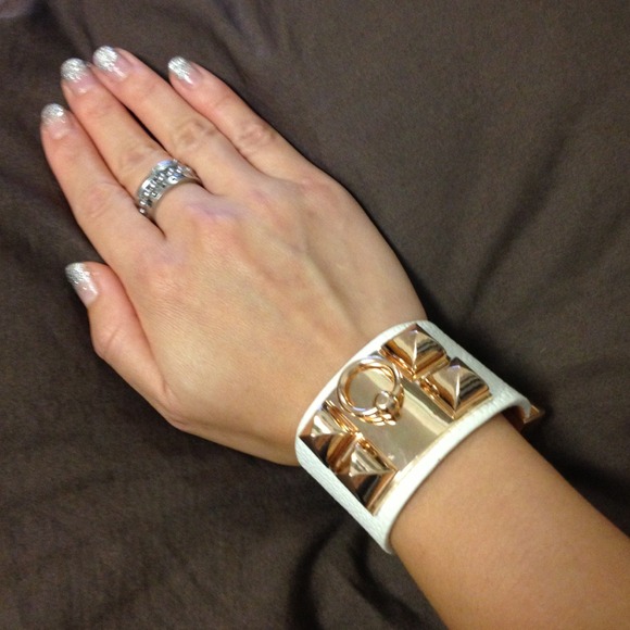 inspired by HERMES faux leather cuff with studs