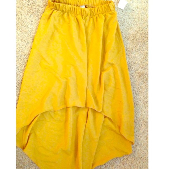 Mustard yellow high low skirt