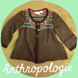 Anthropologie heavy colorful 3/4 sleeve sweater